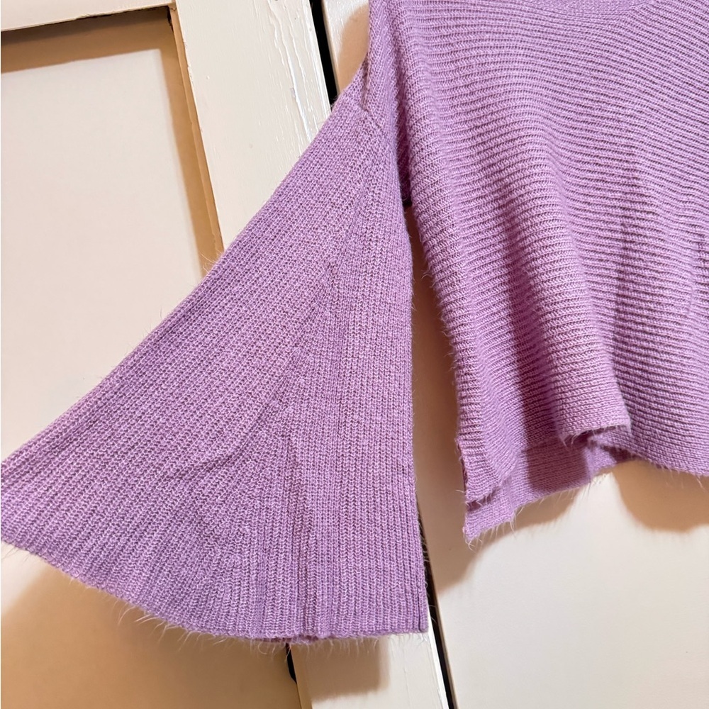 BP Nordstrom Flare Bell Sleeve Sweater Knitted Lilac Purple Like New Medium - Picture 4 of 6